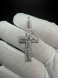 1.75" Silver 2.0ctw VS/VVS Lab Diamond Classic Latin Cross 7.5mm Bail 4.1g