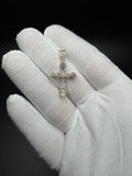 1.25" 10K Yellow Gold 1/2ctw Natural Diamond Cross Pave with Bezel Accents 4mm Bail 3.3g