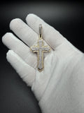 2.5" 10K Yellow Gold Gothic Cross 1 1/3ctw Natural Diamond Pendant 6.6mm Bail 8.1g