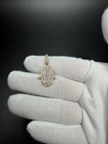 1.25" 10k Yellow Gold 2/3ctw VS/VVS Lab Diamond Hamsa 6.3mm Bail 2.6g