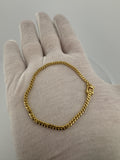 7" 10K Yellow Gold Cuban Bracelet 3mm 4.72g