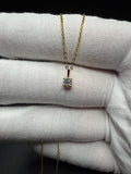 18" Gold over Silver Chain 1/4ctw Round Lab Diamond Solitaire Pendant 1.5g