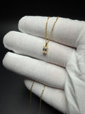 18" Gold over Silver Chain 1/2ct Emerald Lab Diamond Solitaire Pendant 1.5g