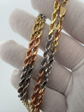 24" 14k Tri-Color Gold Rope 4.5mm 42.85g