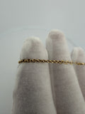 6" 14K Yellow Gold Rolo Link Baby ID Bracelet with Red Clovers 2mm 1.6g