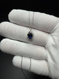 18" Silver Box Chain & 1ctw Lab Sapphire Pendant with Natural Diamond Accents 2.9g