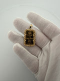 5g 24K Pamp Rose Bar in 14K Yellow Gold Rope Bezel 5mm Bail 8.0g