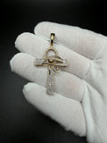 2" 10K Yellow Gold Ankh Pendant with Eye of Horus 1/3ctw Natural Diamond 8.6mm Bail 5.0g