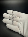 2.5" Silver 1.75ctw VS/VVS Lab Diamond Halo Cluster Cross 8mm Bail 7.9g