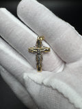 1.25" 14k Gold Two-tone High Detail Fancy Crucifix 3.2mm Bail 1.6g