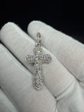 1.75" Silver 1ctw VS/VVS Lab Diamond Bezeled Cross 6.6mm Bail 3.6g