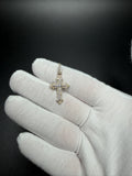 1.25" 10k Yellow Gold 1/2ctw VS/VVS Lab Diamond Budded Cross 6mm Bail 1.7g