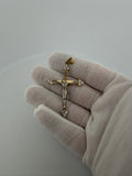 2.5" 14k Yellow Gold Two Tone Diamond Cut Arrow Crucifix 6.1mm Bail 3.9g