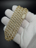 8mm Moissanite Cuban Chain, 11.35ctw D VVS1, Gold Over 925 Silver, 18" (52.1g)