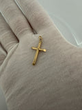 1.25" 14K Yellow Gold Round Cross 2mm Bail .93g