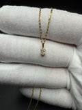 18" Gold over Silver Chain 1/4ctw Oval Lab Diamond Solitaire Pendant 1.4g
