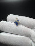 12mm 14k Yellow Gold Sapphire & Natural Diamond Floral Design Fashion Pendant 2mm Bail 1.8g