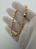 8" 14K Yellow Gold Diamond Cut Moon Bead 5mm 12.9g