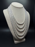 4mm solid 925 sterling silver Byzantine chain — stacked lengths, three-quarter angle — Ott Family Jewelry