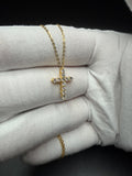 18" Gold over Silver Chain 3/4" .5ctw Lab Diamond Cross 1.9g