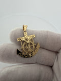 1.5" 14K Yellow Gold Nugget Style Mariner Cross 5.1mm Bail 3.12g