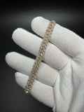 8" Gold over Silver 6ctw VS/VVS Lab Diamond Cuban Bracelet 8mm 19.2g