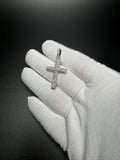 1.75" Silver 1.5ctw VS/VVS Lab Diamond Straight Edge Cross 5.3mm Bail 3.55g