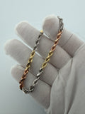 7.5" 14k Gold Tri-Color Rope 4.5mm 13.6g