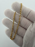 7.25 inch 3mm rope bracelet in 14K yellow gold, 1.31g, view 5 - Ott Family Jewelry