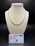 17" 14k White Gold 9.97ctw E-F VS Lab Diamond Tennis Chain EGL Certified 2.8mm 14.81g