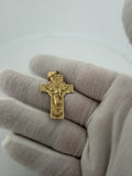 1.5" 14k Yellow Gold Risen Christ Resurrection Cross Pendant High Detail 6.2mm Bail 4.15g