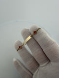 6" 14K Yellow Gold Rolo Link Baby ID Bracelet with Red Clovers 2mm 1.6g