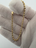 7" 14k Yellow Gold Diamond Cut Moon Bead 3mm 4.73g