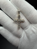 1.25" 10K Yellow Gold 1/2ctw Natural Diamond Cross Pave with Bezel Accents 4mm Bail 3.3g