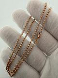 16" 14K Rose Gold Diamond Cut Moon Bead 2mm 5.3g