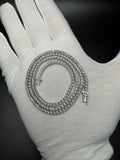 20" Silver est 1ctw Natural Diamond Tennis Chain 3mm 24.1g