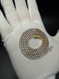 23" Gold Over Silver 1ctw Natural Diamond Tennis Chain 28.6g