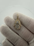1.25" 10k Yellow Gold 3/4ctw VS/VVS Lab Diamond Hamsa 6.4mm Bail 2.9g