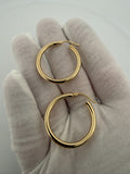 30mm x 3mm hoop earrings in 14K yellow gold, 2.4g, view 6 - Ott Family Jewelry