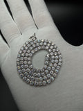16" Silver 30ctw Moissanite Tennis Chain 4mm 20.5g