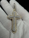 2.5" 10K Yellow Gold Gothic Cross 1 1/3ctw Natural Diamond Pendant 6.6mm Bail 8.1g