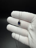 18" Silver Box Chain & 1ctw Lab Sapphire Pendant with Natural Diamond Accents 2.9g