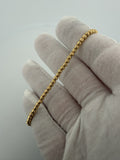 7.5 inch 3mm diamond cut moon bead bracelet in 10K yellow gold, 3.4g, view 6 - Ott Family Jewelry
