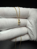 18" Gold over Silver Chain 1/2ct Emerald Lab Diamond Solitaire Pendant 1.5g