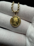 1/20 oz Isle of Man Gold Angel Coin Pendant — .9999 Fine Gold in 14K Bezel