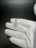 1.25" 10k Yellow Gold 2/3ctw VS/VVS Lab Diamond Hamsa 6.3mm Bail 2.6g