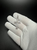 1.75" Silver 2.0ctw VS/VVS Lab Diamond Classic Latin Cross 7.5mm Bail 4.1g
