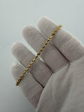 8" 14K Yellow Gold Rope Bracelet 3mm 6.2g