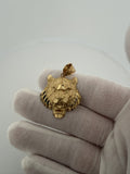 1.5" 14K Yellow Gold Tiger Pendant 7mm Bail 4.9g