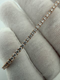 7" 14K Rose Gold 3ctw Lab Diamond Tennis Bracelet 2.3mm 6.05g